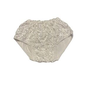 Creations of Grace Baby Girl White Ribbon Floral Panties Size